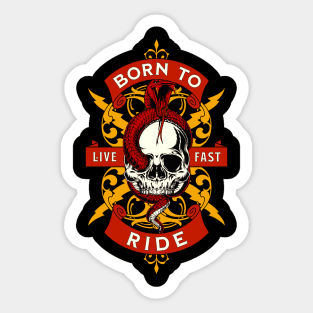 Born to Ride Skull and Snake Biker Gift Sticker